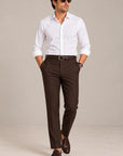 Brown woven 4 way stretch trouser