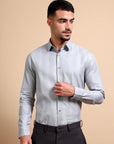 Clean Grey Formal Stripe Shirt