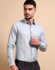 Clean Grey Formal Stripe Shirt