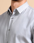 Clean Grey Formal Stripe Shirt