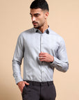 Clean Grey Formal Stripe Shirt