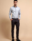 Clean Grey Formal Stripe Shirt