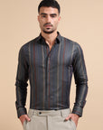 Mozart Navy Formal Stripe Shirt