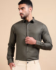 Olive Jacquard Evening Shirt