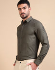 Olive Jacquard Evening Shirt