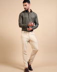 Olive Jacquard Evening Shirt