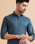 Sapphire Blue Solid Stretch Shirt EOSS