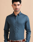 Sapphire Blue Solid Stretch Shirt EOSS