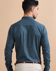Sapphire Blue Solid Stretch Shirt EOSS