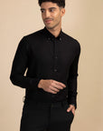 Luxe Black Solid Shirt EOSS