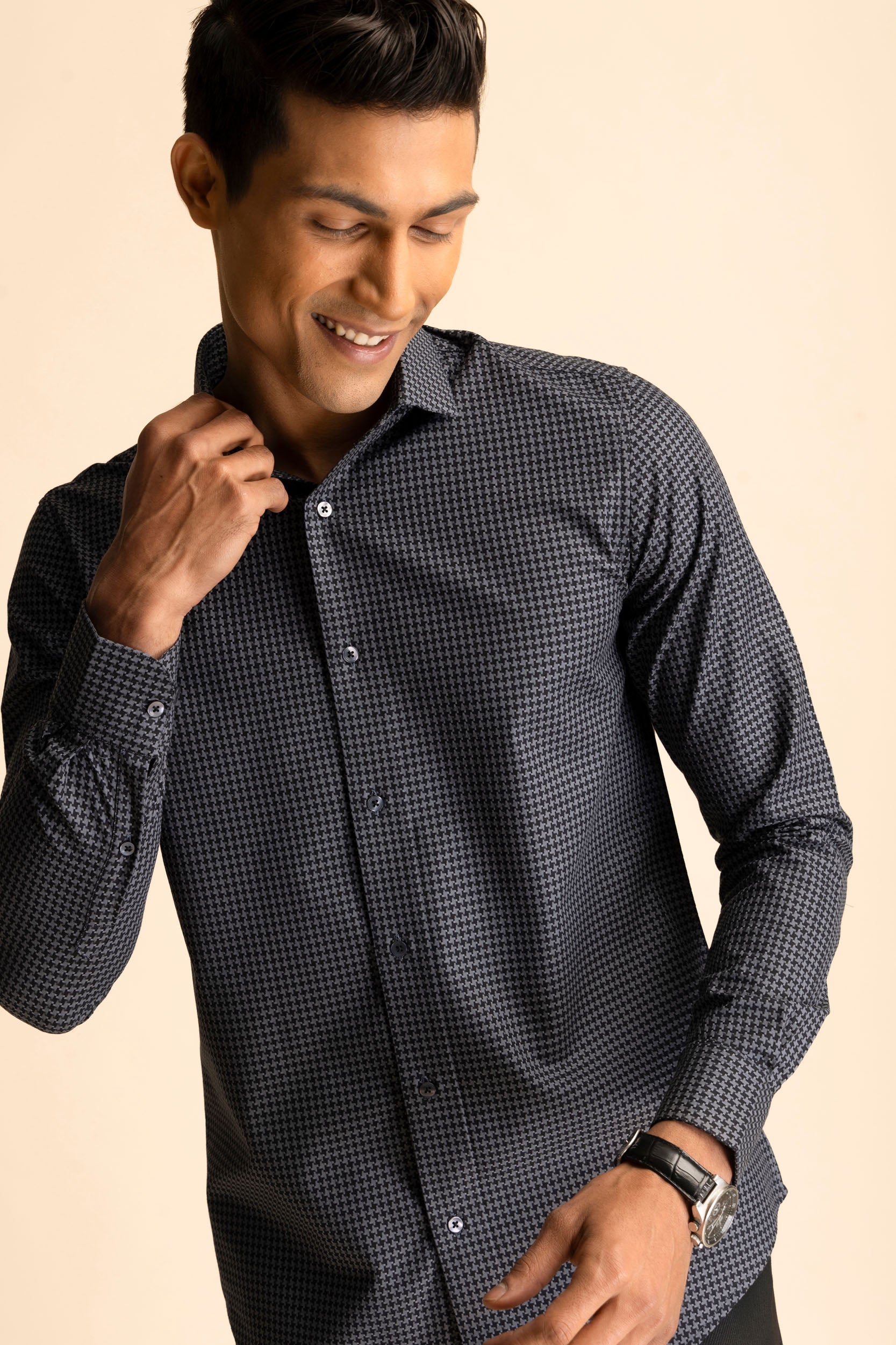 Charcoal Houndstooth Shirt