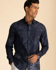 Full Sleeves Navy Block Print Shirt EOSS