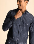 Full Sleeves Navy Block Print Shirt EOSS