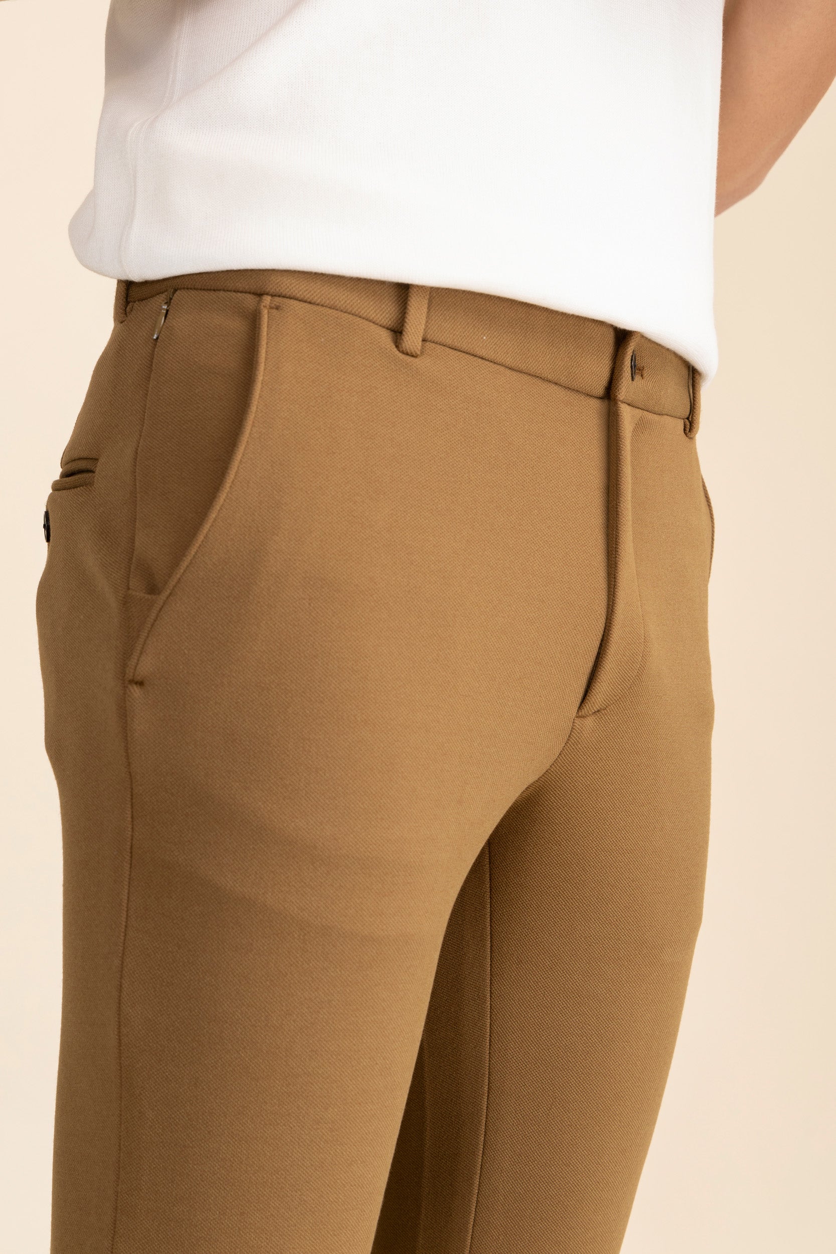 Brown Zipper Pants - 4 way Jet-Setter