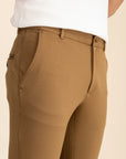 Brown Zipper Pants - 4 way Jet-Setter