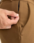 Brown Zipper Pants - 4 way Jet-Setter