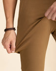 Brown Zipper Pants - 4 way Jet-Setter