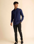 Midnight Blue Sateen Shirt
