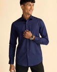 Midnight Blue Sateen Shirt