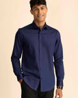 Midnight Blue Sateen Shirt