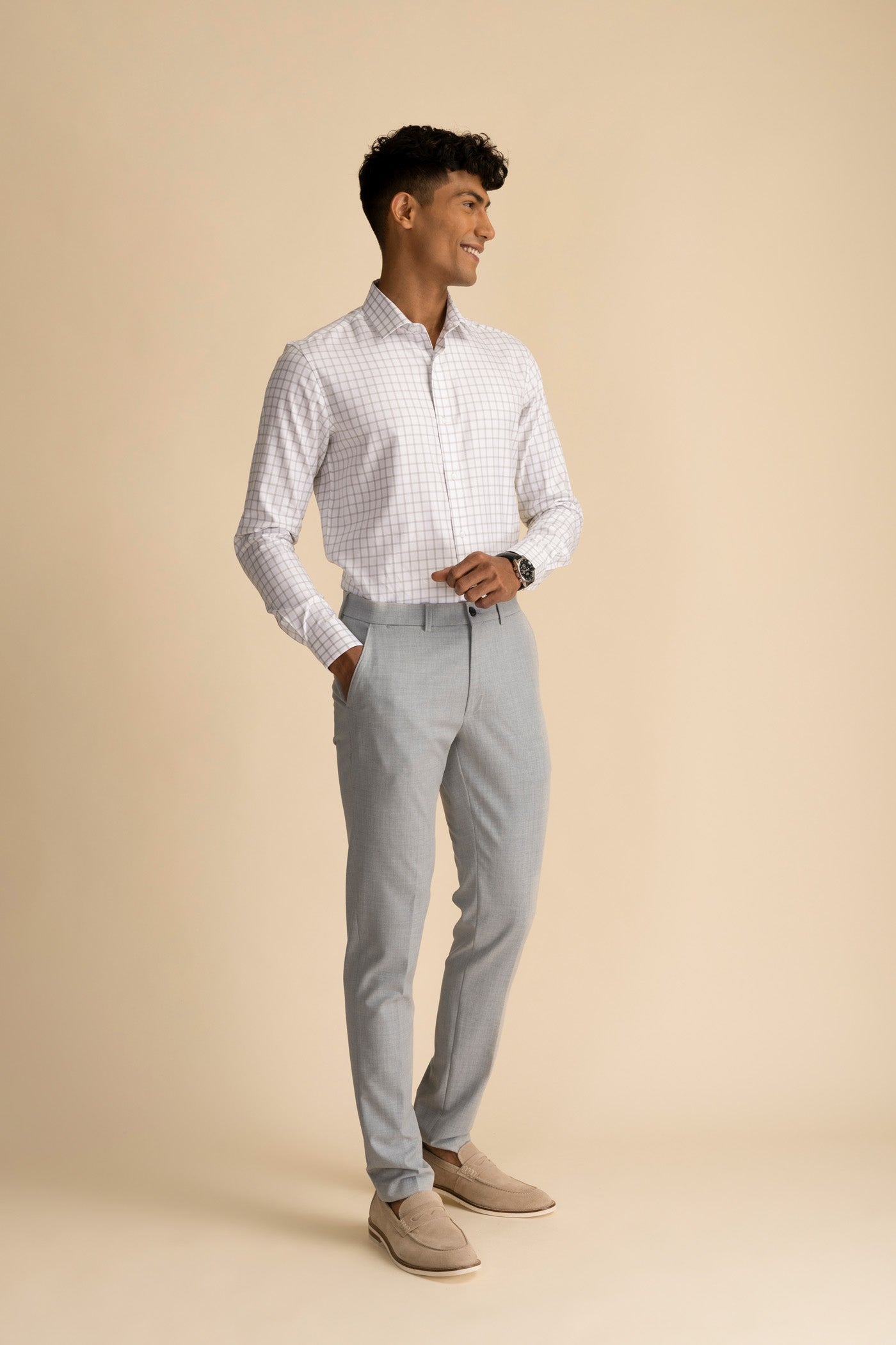 Grey evening trousers best sale