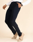 Dark Blue Zipper Pants - 4 way Jet-Setter