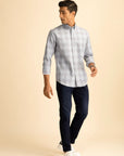 Light Grey Button-Down Check Shirt