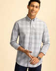Light Grey Button-Down Check Shirt