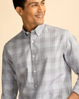 Light Grey Button-Down Check Shirt