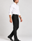 Black woven 4 way stretch trouser