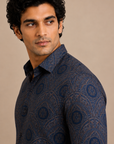 Navy Smart Jaquard Shirt