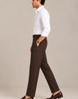 Brown woven 4 way stretch trouser