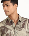 Olive Leaf Print Shirt EOSS