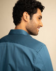 Cyan Stretch Satin Shirt