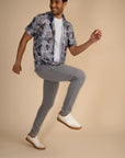 Light Grey Zipper Pants - 4 way Jet-Setter