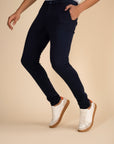 Navy Zipper Pants - 4 way Jet-Setter