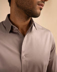 Beige Stretch Satin Shirt EOSS
