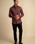 Deep Plum Stretch Satin Shirt EOSS
