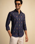 Navy Multi Check Shirt EOSS