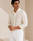 Cream Linen Casual Shirt