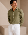 Green Linen Casual Shirt