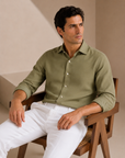 Green Linen Casual Shirt