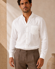 White Linen Button Down Shirt