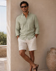 Canary Green Linen Button Down Shirt