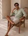 Canary Green Linen Button Down Shirt