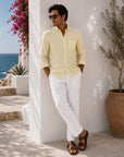 Yellow Linen Button Down Shirt