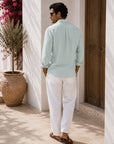 Emerald Linen Button Down Shirt