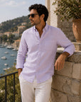 Lilac Linen Button Down Shirt