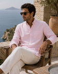Light Pink Linen Button Down Shirt