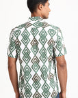 Green Geo Half Sleeve Print Shirt